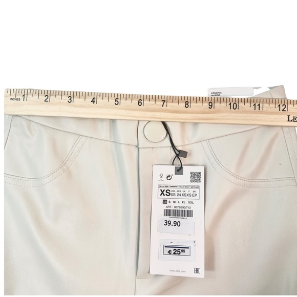 Zara FAUX LEATHER LEGGINGS Color: Sand Size: XS NWT. - Picture 7 of 12